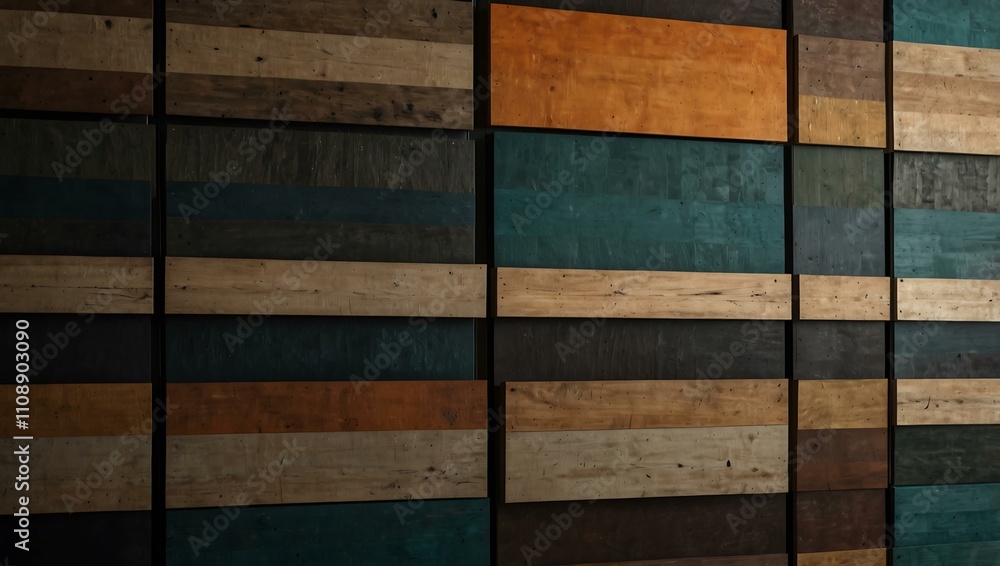 Poster staggered panels with unique colors and textures.