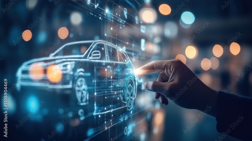 Poster interactive holographic display of a car design