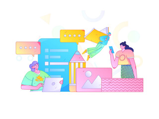 Communicate with consultants flat vector character concept operation hand drawn illustration
