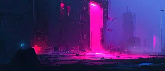 Futuristic urban landscape with neon lights 