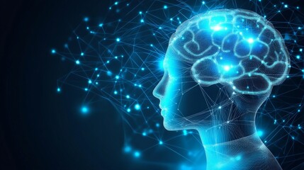 Glowing Neural Network Visualization with Blue Lighting