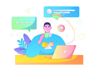 Communicate with consultants flat vector character concept operation hand drawn illustration
