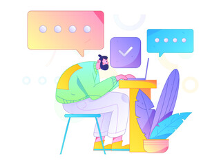 Fototapeta premium Communicate with consultants flat vector character concept operation hand drawn illustration 
