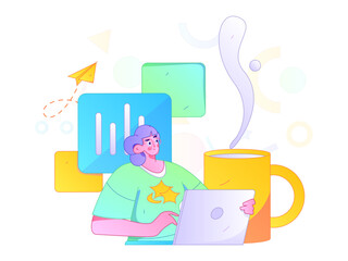 Communicate with consultants flat vector character concept operation hand drawn illustration
