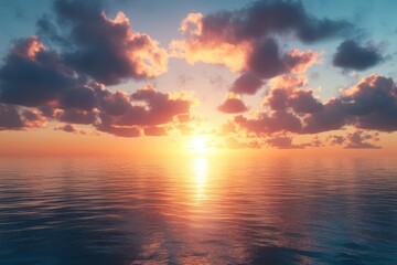 Fototapeta premium Offshore wave energy converters under a cloudy sky, innovative renewable tech focus