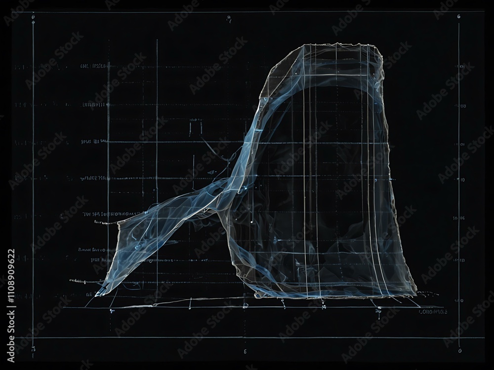 Poster stop-motion crumpled blueprint animation on black screen.