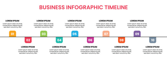 Business concept with 10 options, steps or processes. timeline infographic template design.