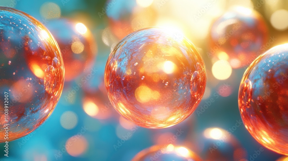 Aufkleber beautiful abstract background with colorful shiny bubbles, soft light reflections, and dreamy atmosp