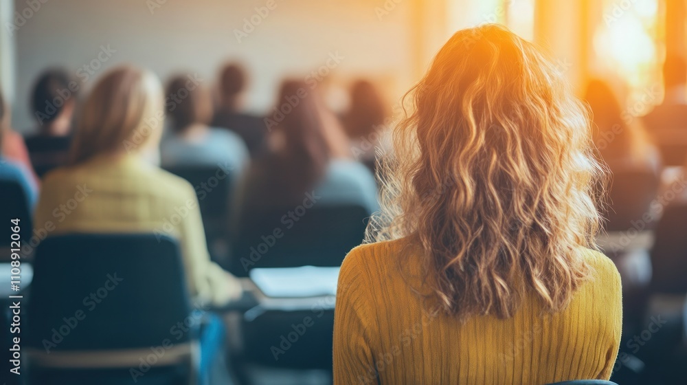 Poster audience attending a presentation or lecture
