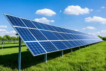 Solar panel for clean energy under blue sky