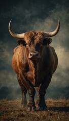 Strong bull standing majestically.