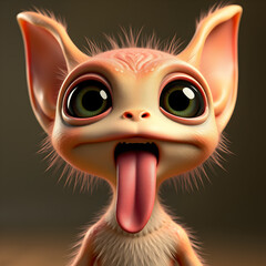 Super Cute 3D Alien with Big Eyes and Furry Skin