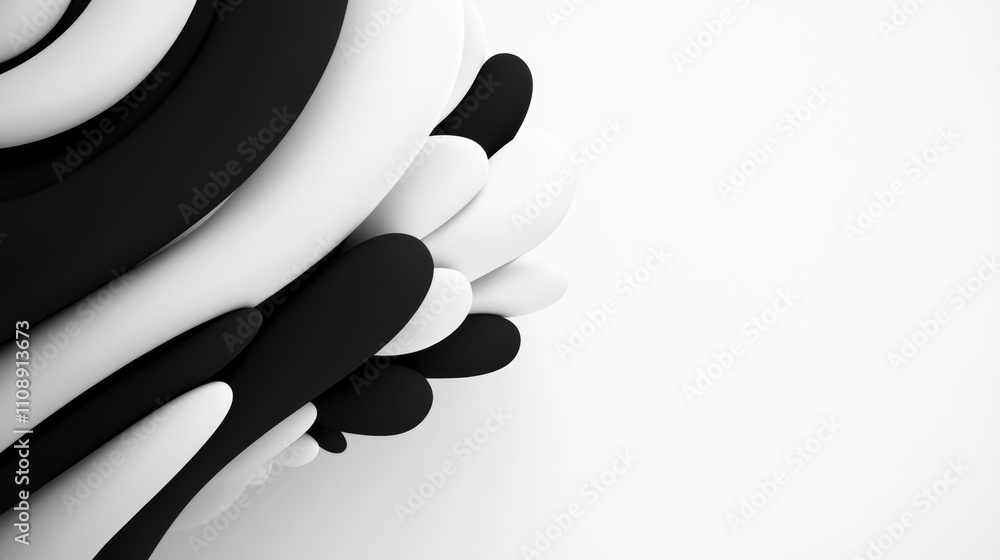 Poster white and black abstract image with a white background. the image is a collection of black and white