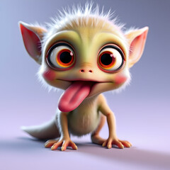 Super Cute 3D Alien with Big Eyes and Furry Skin