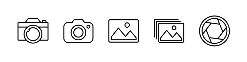 A vector set of camera and photo icons for photographers.