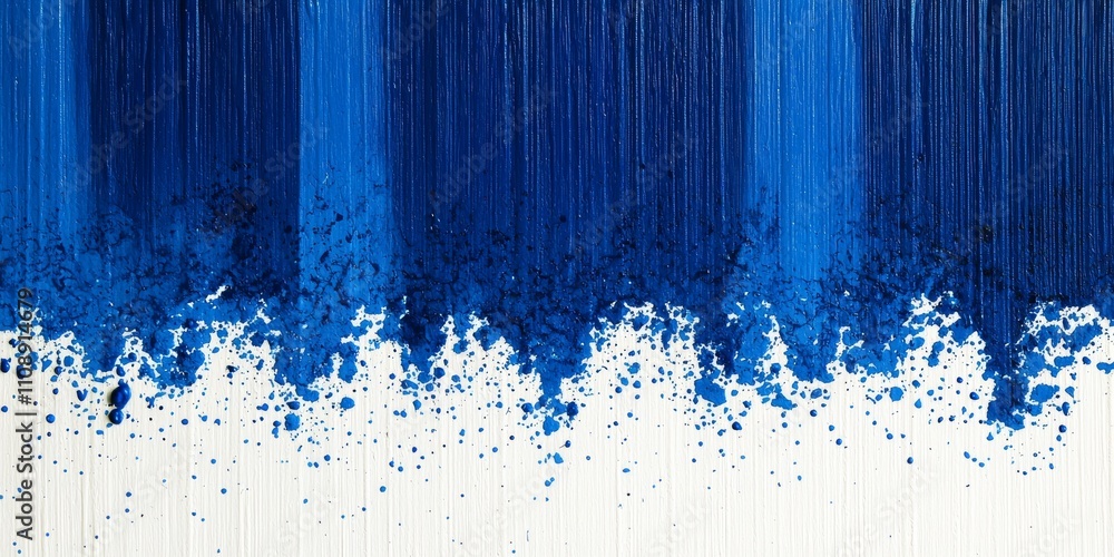 Poster a vibrant abstract artwork featuring rich blue tones blending into a white base, creating a dynamic 