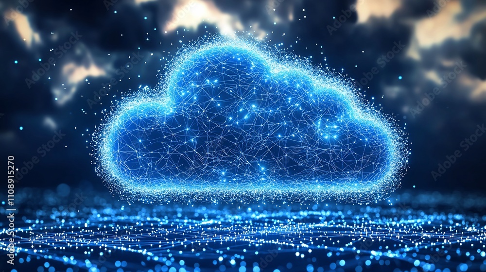 Aufkleber abstract glowing cloud network digital data.