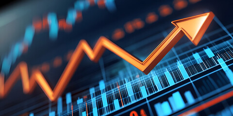 Fototapeta premium A stock market chart displaying a graph illustrating market trends and fluctuations over time.