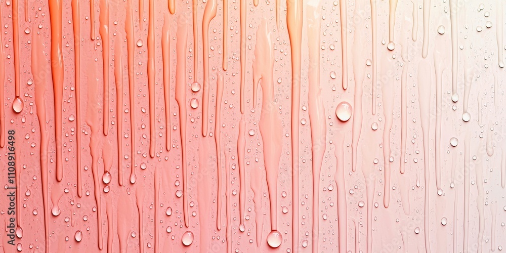 Poster a gradient background featuring soft pink tones with droplets of water cascading down, creating a se