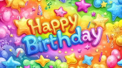 Naklejka premium Colorful Birthday Celebration Background with Festive Elements