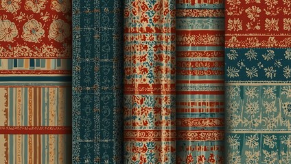 Stylish tablecloth pattern set, vector design.