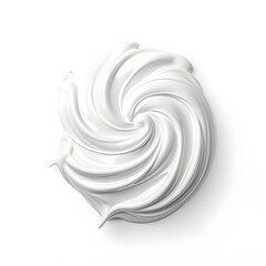 White Sweet tasty merengue top view isolated on white. Mini Pavlova dessert
