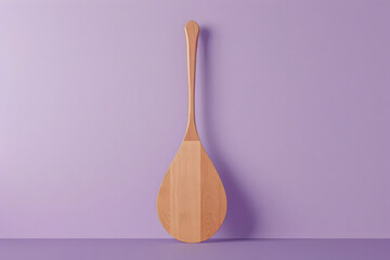 elegant wooden paddle on pastel lavender background - nautical adventure tool in 3d render. generative ai