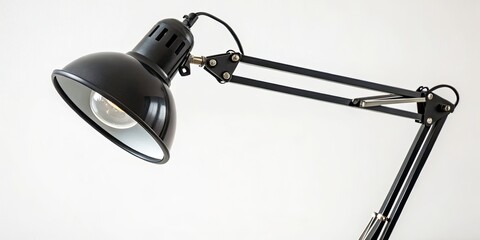 Adjustable Black Desk Lamp Isolated on White Background for Modern Home Office Decor, Workspace Lighting Solutions, and Minimalist Design Aesthetic