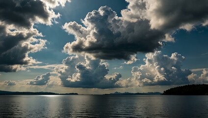 Fototapeta premium Summer sky over Chokai Lake.
