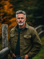 Obraz premium Mature Man in Autumn Outdoor Portrait