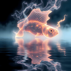 Surreal Fantasy iPhone Wallpaper with Giant Ethereal Fish Swimming