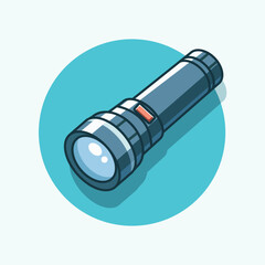 Handheld flashlight icon. Vector flat illustration. Lighting hiking equipment. Electronic Icon Concept Isolated Premium Vector. Flat Cartoon Style