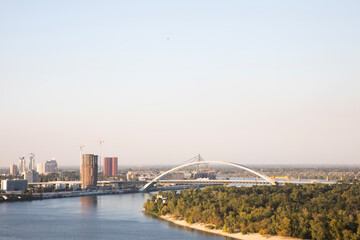 Obraz premium Beautiful view of the Podil district and Dnipro river in Kyiv, Ukraine