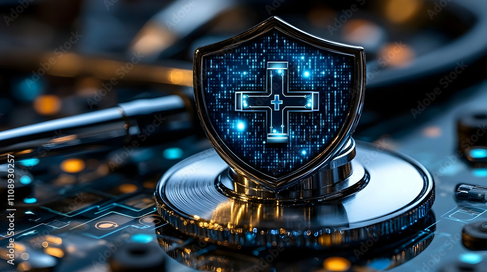 Aufkleber digital shield: protecting health data with advanced cybersecurity