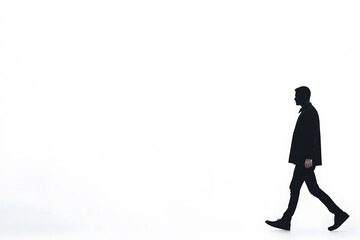 Obraz premium A man walking side view black silhouette, isolated on white background