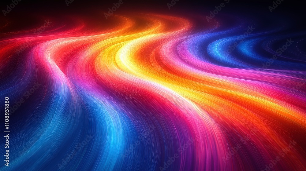 Poster vibrant abstract waves of color flowing through space creating a stunning visual effect in a dark ba
