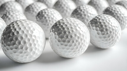 Golf Balls Aligned: Precision, Sport, Game, White, Dimpled, Spherical, Recreation,  Leisure, Competition, Accurate Shots, Hobby