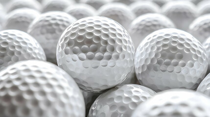 Golf Balls: Close-Up View of White Dimpled Spheres, Texture and Detail