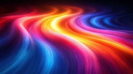 Fototapeta premium Vibrant Abstract Waves of Color Flowing Through Space Creating a Stunning Visual Effect in a Dark Background for Artistic Inspiration and Design Use