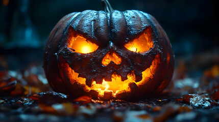 Glowing Jack-o'-lantern: Autumn's Spooky Delight