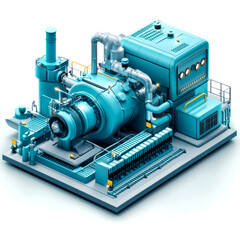 Teal industrial turbine engine.