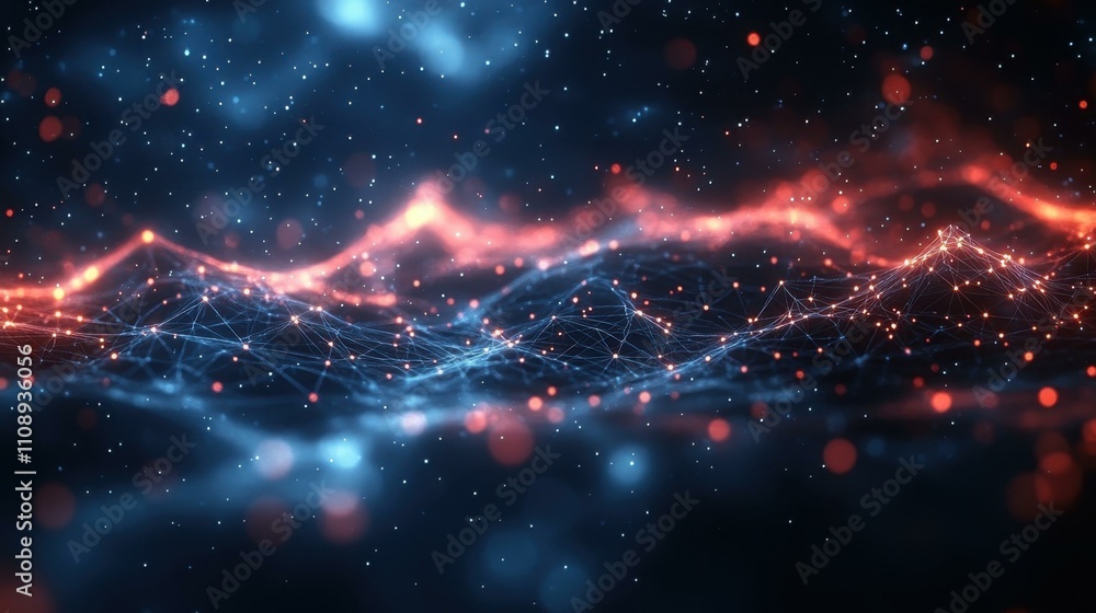 Poster light bulb on. futuristic digital network visualization with glowing connection points and vibrant n