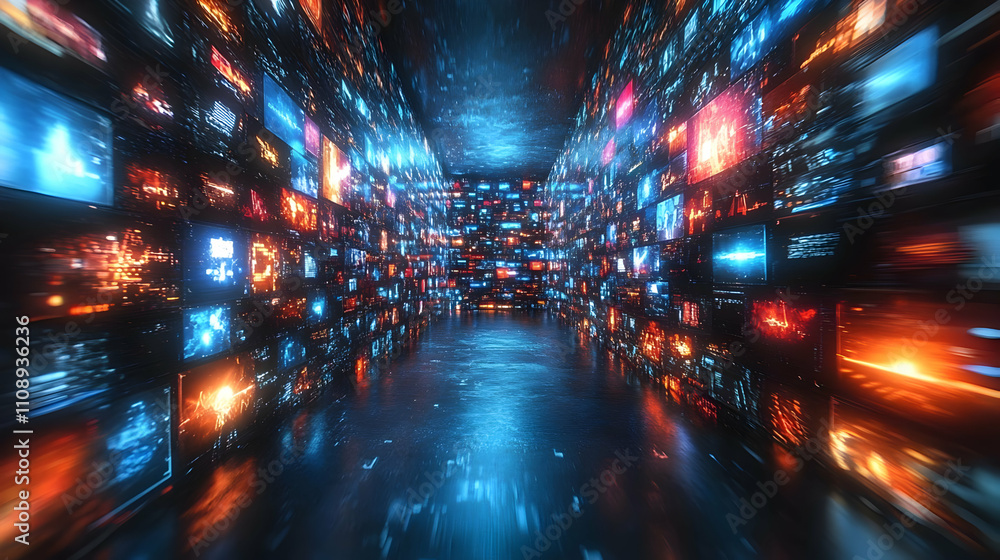 Aufkleber data streams: digital tunnel of infinite information