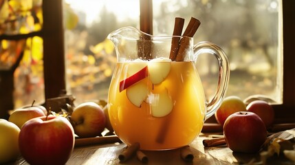 Refreshing Apple Cider in Pitcher