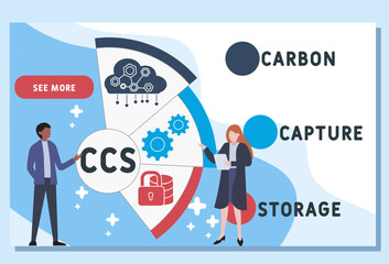 CCS - carbon capture storage acronym. business concept background. vector illustration concept with keywords and icons. lettering illustration with icons for web banner, flyer, landing pag