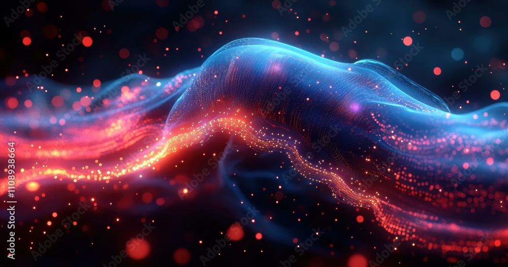 Poster color light effects. abstract glowing waves flowing dynamic digital background for technology design