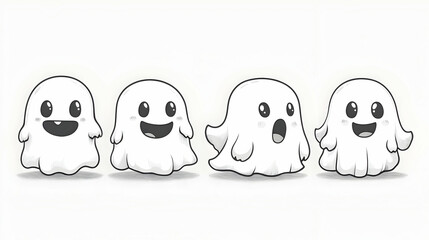 Obraz premium Adorable Ghost Friends: Halloween Spooktacular Fun!