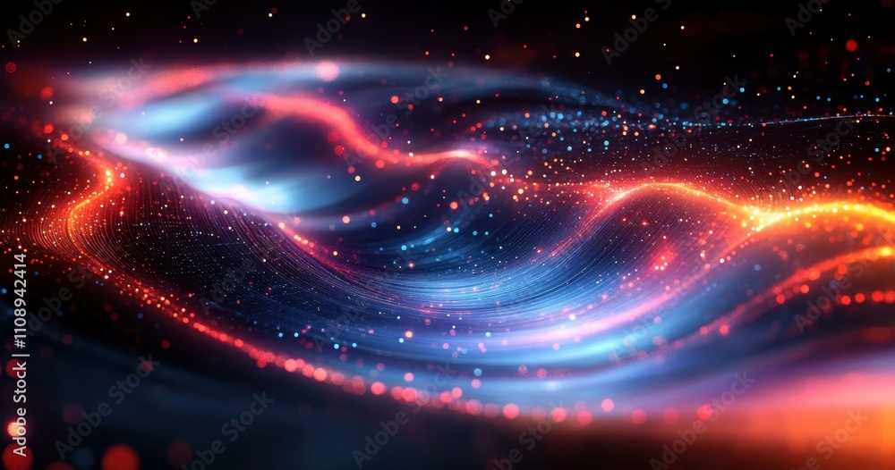 Poster a digital creation futuristic digital composition with a dynamic blend of colors patterns and glowin