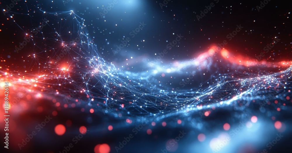 Aufkleber abstract digital network connection glowing futuristic data visualization, technology background for