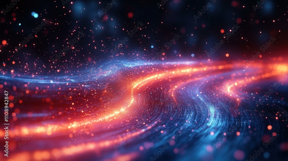 Poster an artistic interpretation vibrant digital landscape with a futuristic and technological theme showc